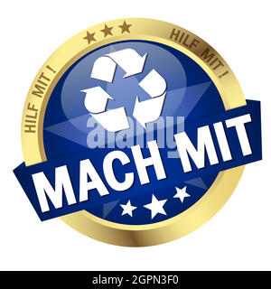 Button with Banner take part (in german) Stock Vector
