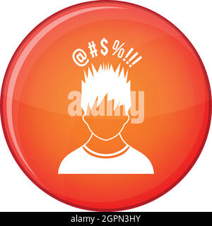 Man with different signs over his head icon Stock Vector