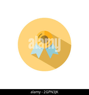 Approved or certified medal. Quality guarantee. Flat icon in a circle. Commerce vector illustration Stock Vector