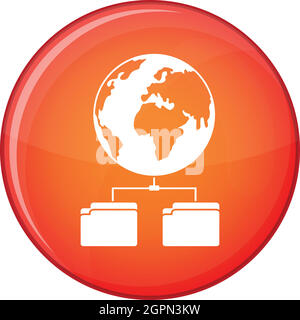 Planet and two folders icon, flat style Stock Vector