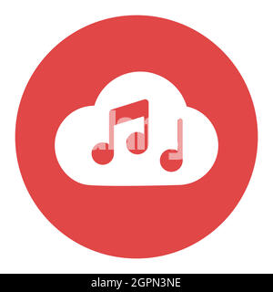 Music note cloud sound vector white glyph icon Stock Vector
