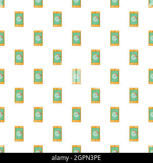 Battery indicator on phone pattern, cartoon style Stock Vector
