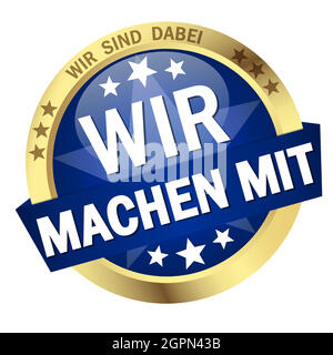 Button with Banner we take part (in german) Stock Vector