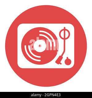 Vinyl record player vector flat white glyph icon Stock Vector