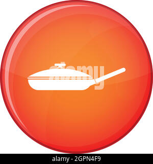 Black frying pan icon, flat style Stock Vector
