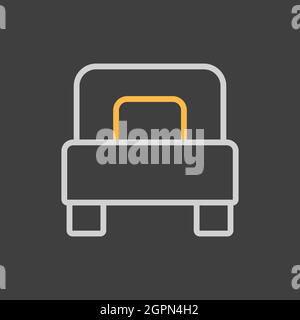 Single bed flat vector icon on dark background Stock Vector