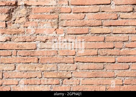 Italy, Rome, Roman wall, red bricks close up Stock Photo