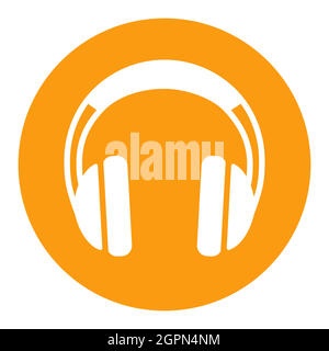 Headphones vector white glyph icon. Music sign Stock Vector