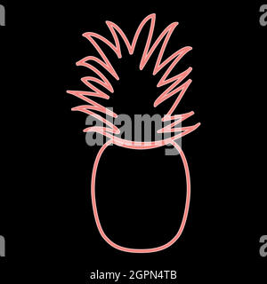 Neon pineapple the red color vector illustration flat style image Stock Vector