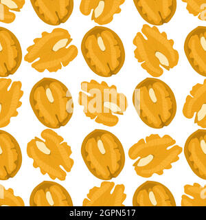 Illustration on theme big pattern identical types walnut Stock Vector