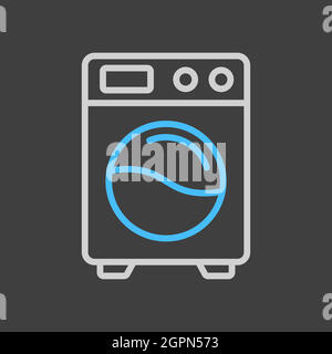 Washing machine flat vector icon on dark background Stock Vector