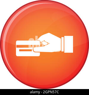 Hand holding a credit card icon, flat style Stock Vector
