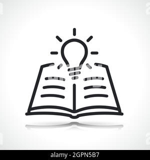 book and lightbulb line icon Stock Vector