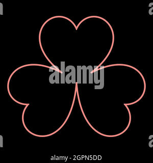 Neon clover the red color vector illustration flat style image Stock Vector