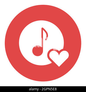 Musical note icon, music white glyph icon with heart sign Stock Vector