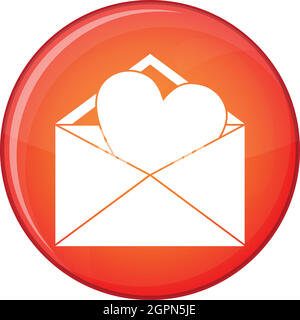 Open envelope with heart icon, flat style Stock Vector