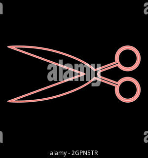 Neon scissors the red color vector illustration flat style image Stock Vector