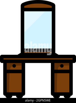 Dresser With Mirror Icon Stock Vector