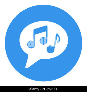 Musical note speech bubble vector white glyph icon Stock Vector