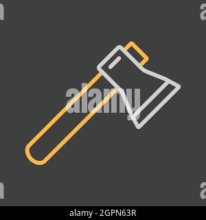 Axe or hatchet vector icon on dark background. Camping sign Stock Vector