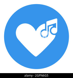 Like music vector white glyph icon. Musical note sign Stock Vector