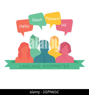 team, interpreter Stock Vector