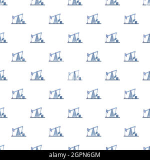 Oil rig pattern, cartoon style Stock Vector