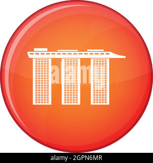 Marina Bay Sands Hotel, Singapore icon, flat style Stock Vector