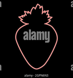 Neon the strawberry the red color vector illustration flat style image Stock Vector