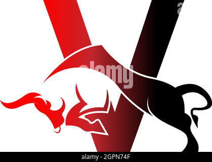 Mix letter logo icon with bull design symbol template Stock Vector