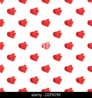 Rolled red towel pattern, cartoon style Stock Vector