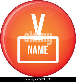 Plastic Name badge with neck strap icon Stock Vector