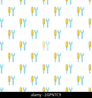 Wrench and screwdriver pattern, cartoon style Stock Vector
