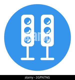 Sound system speakers vector white glyph icon Stock Vector