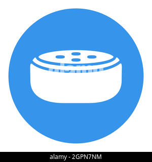 Small smart speaker with voice recognition white glyph icon Stock Vector