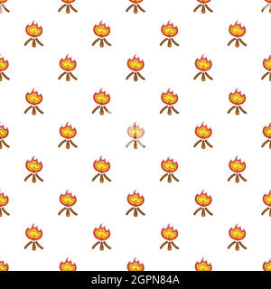 Burning bonfire pattern, cartoon style Stock Vector