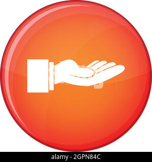 Outstretched hand gesture icon, flat style Stock Vector