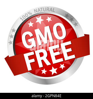 Button with Banner gmo free Stock Vector