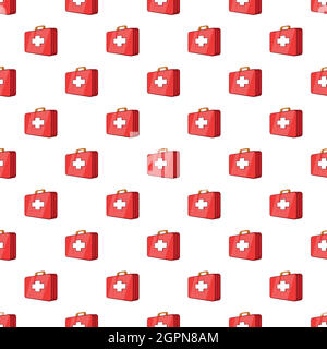First aid kit pattern, cartoon style Stock Vector