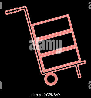 Neon cart delivery or shipment icon the red color vector illustration flat style image Stock Vector