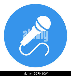 Microphone vector flat white glyph icon. Music sign Stock Vector