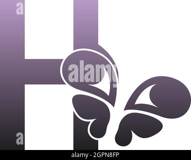 Letter H with butterfly icon logo design vector Stock Vector