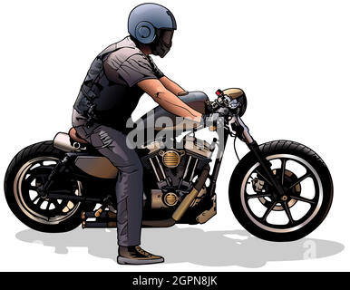 Motorcyclist on Motorcycle Stock Vector