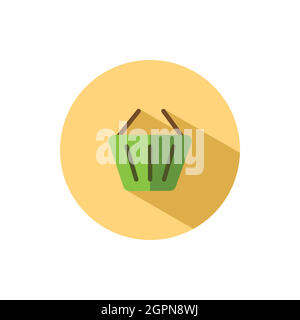 Empty shopping basket. Flat icon in a circle. Commerce vector illustration Stock Vector