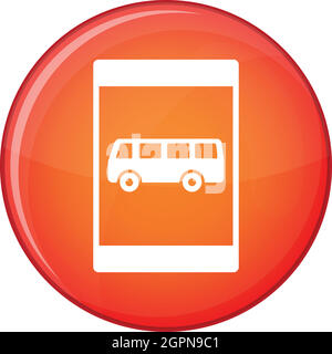 Bus stop sign icon, flat style Stock Vector
