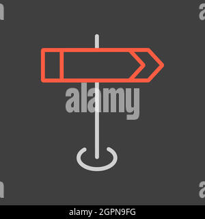 Signpost vector icon on dark background. Navigation sign Stock Vector