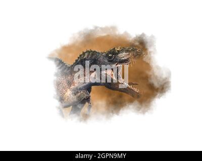 Gorgosaurus Dinosaur on smoke background Stock Photo