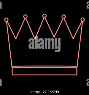 Neon crown the red color vector illustration flat style image Stock Vector
