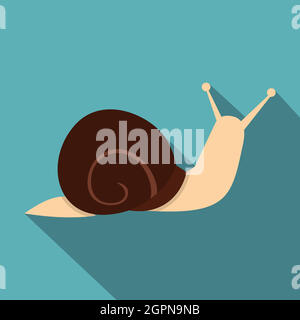 Snail icon, flat style Stock Vector