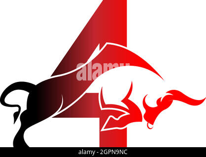 Mix letter logo icon with bull design symbol template Stock Vector